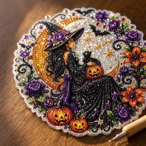 LXVRCQ Pearl Diamond Painting Suncatcher Kit Halloween Cute 3D Pearl Mosaic Craft Set Holiday Christmas Wall Decor, Handmade Home Decoration Gift