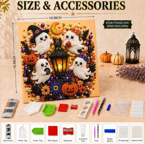 Diamond and Pearl Art Kits for Adults, Halloween Decorations, Framed Decor