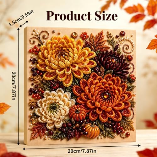 Autumn Pearl Painting Art Kit for Adults, Fall Dahlias Craft with Frame
