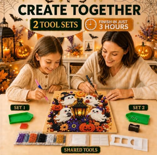 Diamond and Pearl Art Kits for Adults, Halloween Decorations, Framed Decor