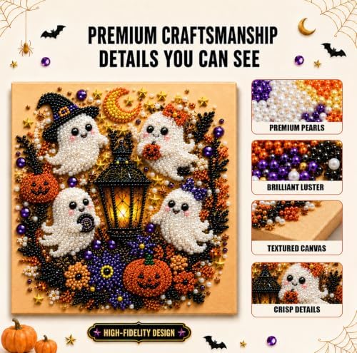 Diamond and Pearl Art Kits for Adults, Halloween Decorations, Framed Decor