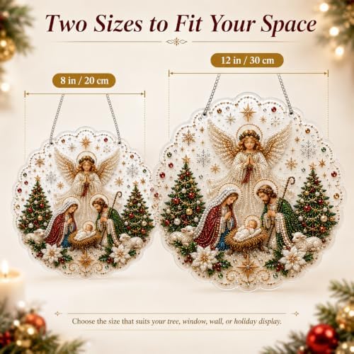 VEDRML Christmas Pearl Diamond Arts Suncatcher DIY Kit (Style 3, 8inch)