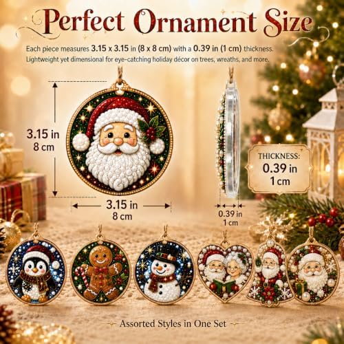 12PCS Christmas Ornaments DIY Pearl Diamond Art Kits for Adults