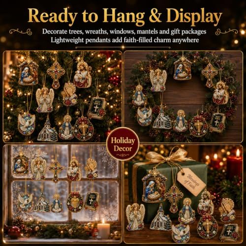 10PCS Christmas Pearl Diamond Painting Hanging Ornament Art Kit for Adults