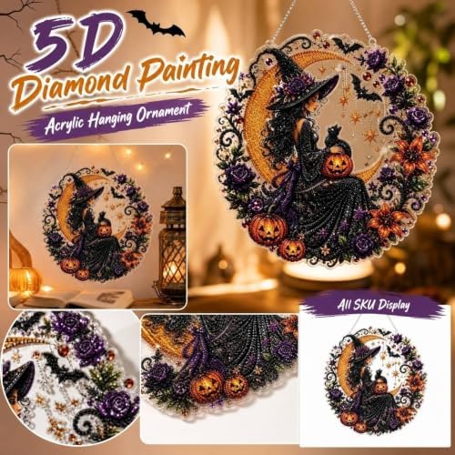 LXVRCQ Pearl Diamond Painting Suncatcher Kit Halloween Cute 3D Pearl Mosaic Craft Set Holiday Christmas Wall Decor, Handmade Home Decoration Gift