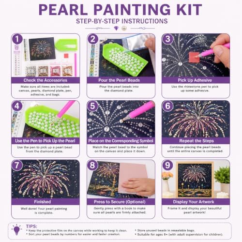Pearl Art Kits for Adults, Christmas Pearl Diamond Painting for Beginners