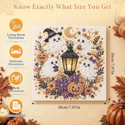 YHTWKYHTOY Halloween Ghost Pearl Diamond Art DIY Kit, 3D Diamond Painting