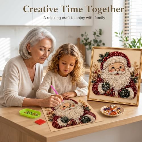 Oanruyan Christmas Pearl Diamond Painting Art Kit with Frame, DIY Pearl Beads Art Craft Kit for Adults Beginner, Gemstone Diamond Dots Beads for Home Decor Wall Art, Party Gift (Christmas Tree)