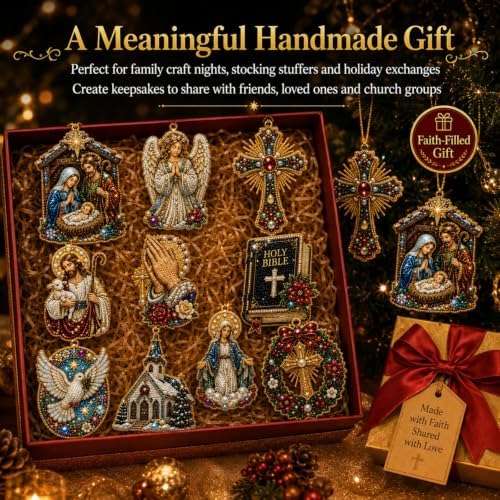 10PCS Christmas Pearl Diamond Painting Hanging Ornament Art Kit for Adults