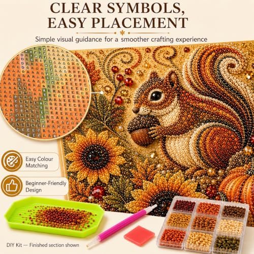 Autumn Pearl Art Kit for Adults, 3D Diamond Painting with Pearls and Beads