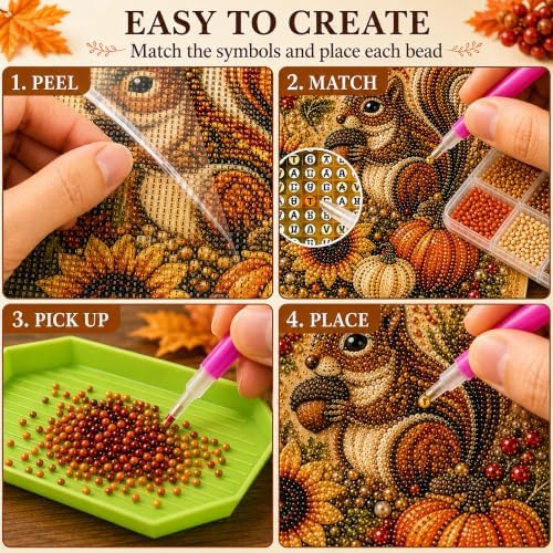 Autumn Pearl Art Kit for Adults, 3D Diamond Painting with Pearls and Beads