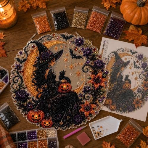 LXVRCQ Pearl Diamond Painting Suncatcher Kit Halloween Cute 3D Pearl Mosaic Craft Set Holiday Christmas Wall Decor, Handmade Home Decoration Gift
