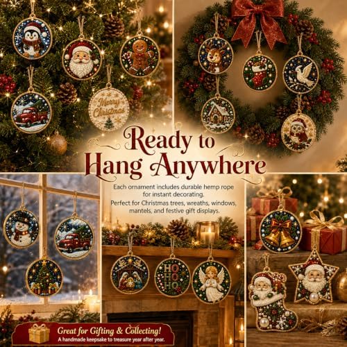 12PCS Christmas Ornaments DIY Pearl Diamond Art Kits for Adults