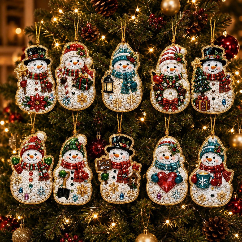 10PCS Christmas Pearl Diamond Painting Hanging Ornament Art Kit for Adults