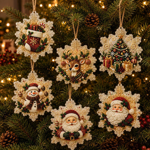 Christmas Ornaments Pearl Diamond Art Kits For Adults, Diy Wooden Diamond Art Christmas Ornaments For Christmas Tree With Pearls, Hanging Special-Shaped Gems & Jute Twine, Christmas Decor Craft#W