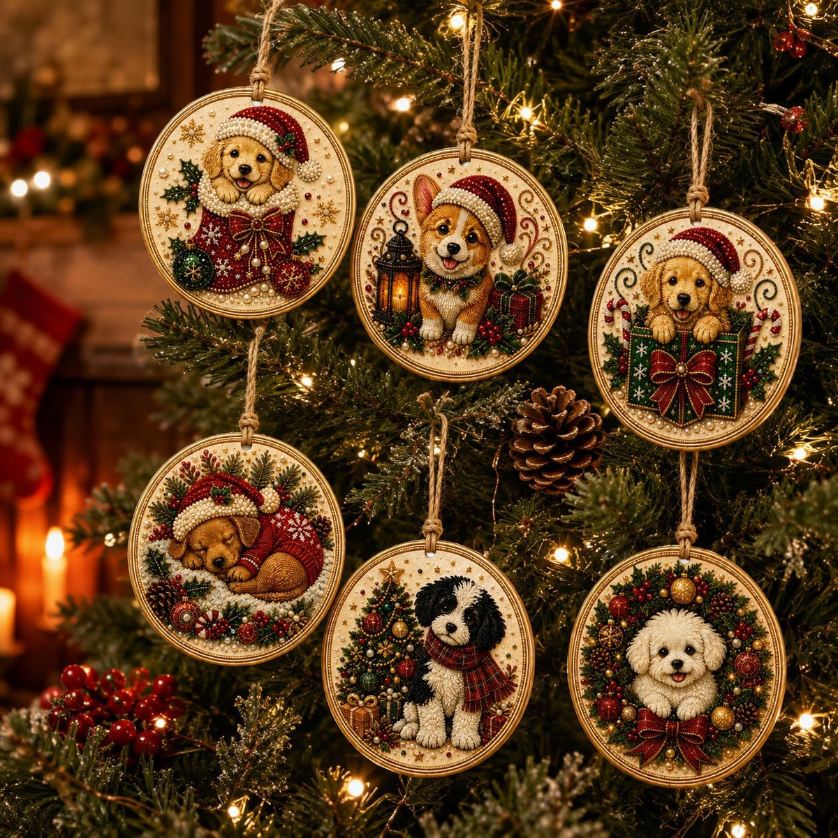 Christmas Ornaments Pearl Diamond Art Kits For Adults, Diy Wooden Diamond Art Christmas Ornaments For Christmas Tree With Pearls, Hanging Special-Shaped Gems & Jute Twine, Christmas Decor Craft#W
