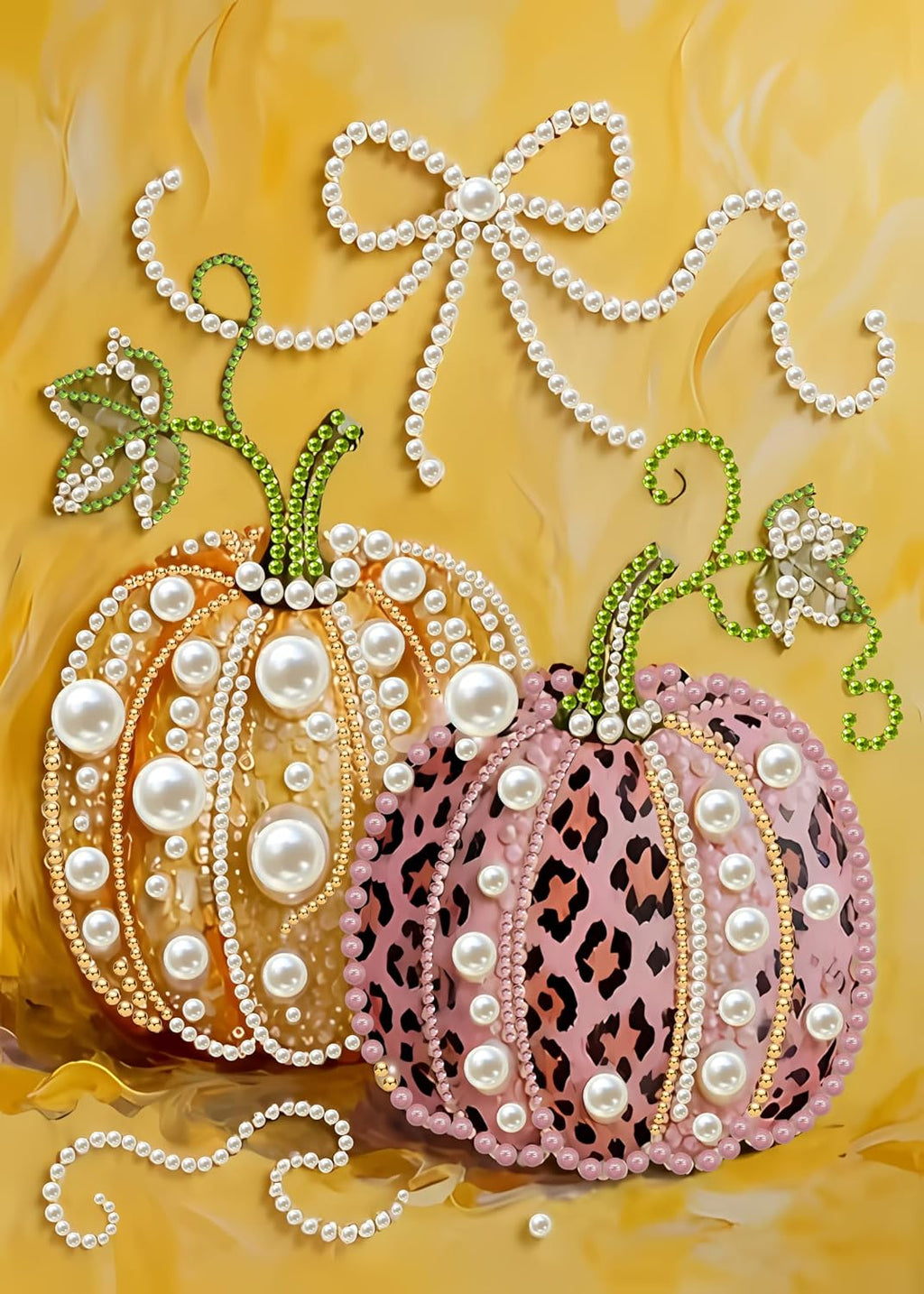 Morudeor Diamond Art Pearl Painting Kits for Adults,Special Shape Diamond Art Kits for Pumpkin, DIY 3D Plastic Pearl Painting Kit for Home Decoration 12 × 12 inch
