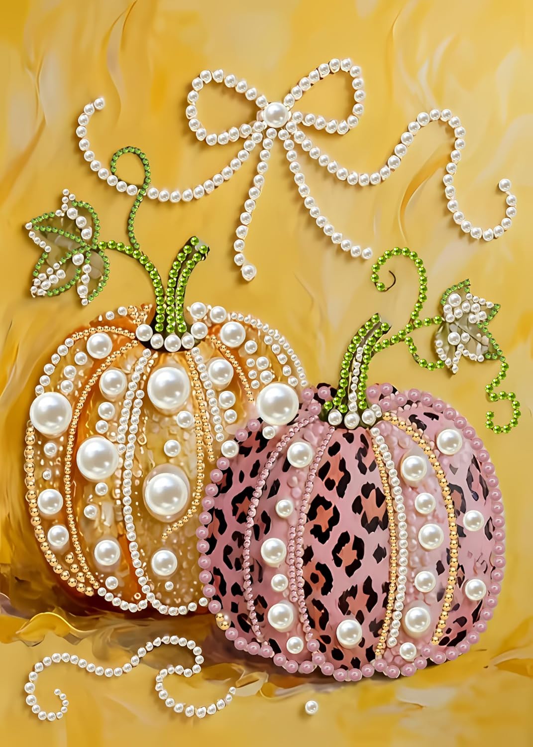 Morudeor Diamond Art Pearl Painting Kits for Adults,Special Shape Diamond Art Kits for Pumpkin, DIY 3D Plastic Pearl Painting Kit for Home Decoration 12 × 12 inch