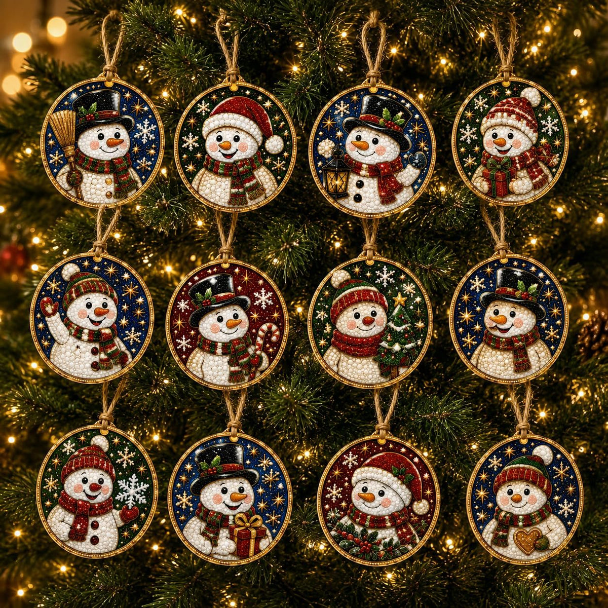 12PCS Christmas Ornaments DIY Pearl Diamond Art Kits for Adults