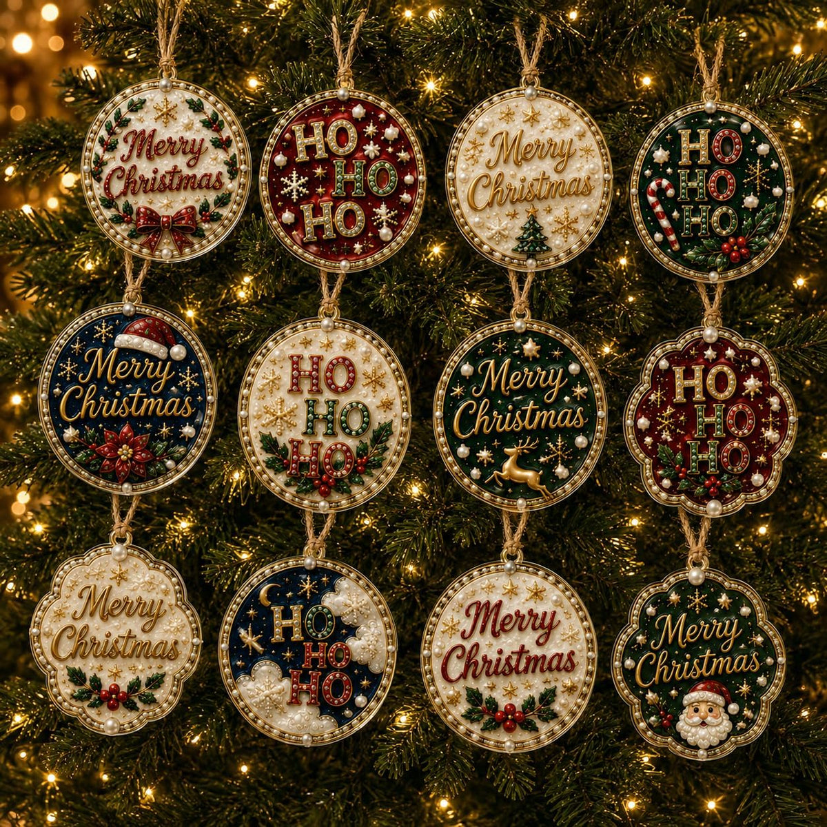 12PCS Christmas Ornaments DIY Pearl Diamond Art Kits for Adults