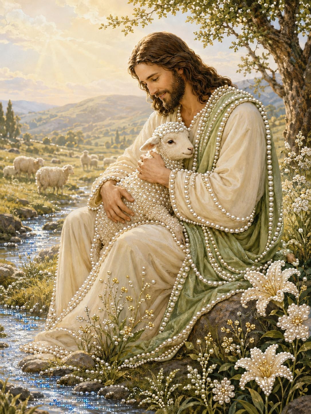 Pearl Art Kits for Adults, Christmas Pearl Diamond Painting for Beginners