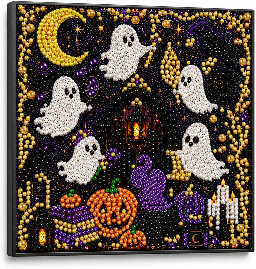 Diamond and Pearl Art Kits for Adults, Halloween Decorations, Framed Decor