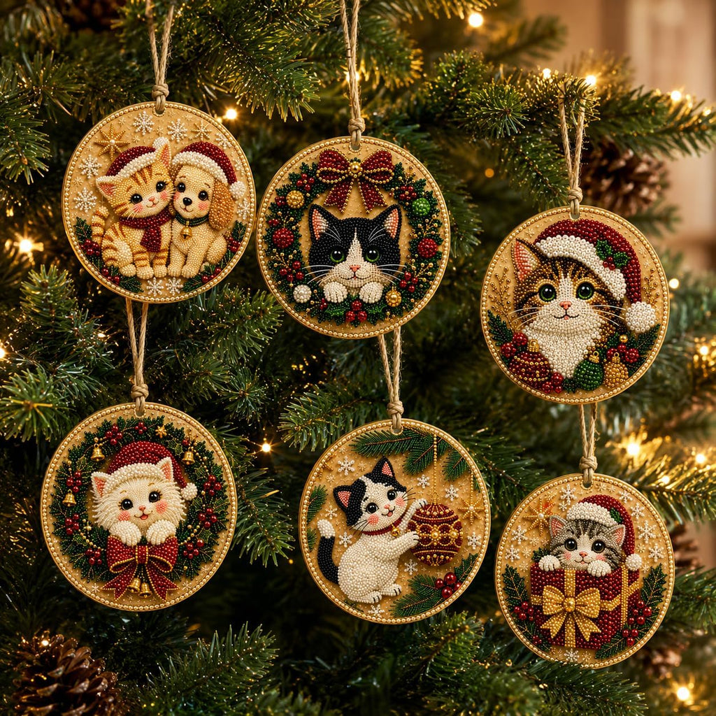 Christmas Ornaments Pearl Diamond Art Kits For Adults, Diy Wooden Diamond Art Christmas Ornaments For Christmas Tree With Pearls, Hanging Special-Shaped Gems & Jute Twine, Christmas Decor Craft#W