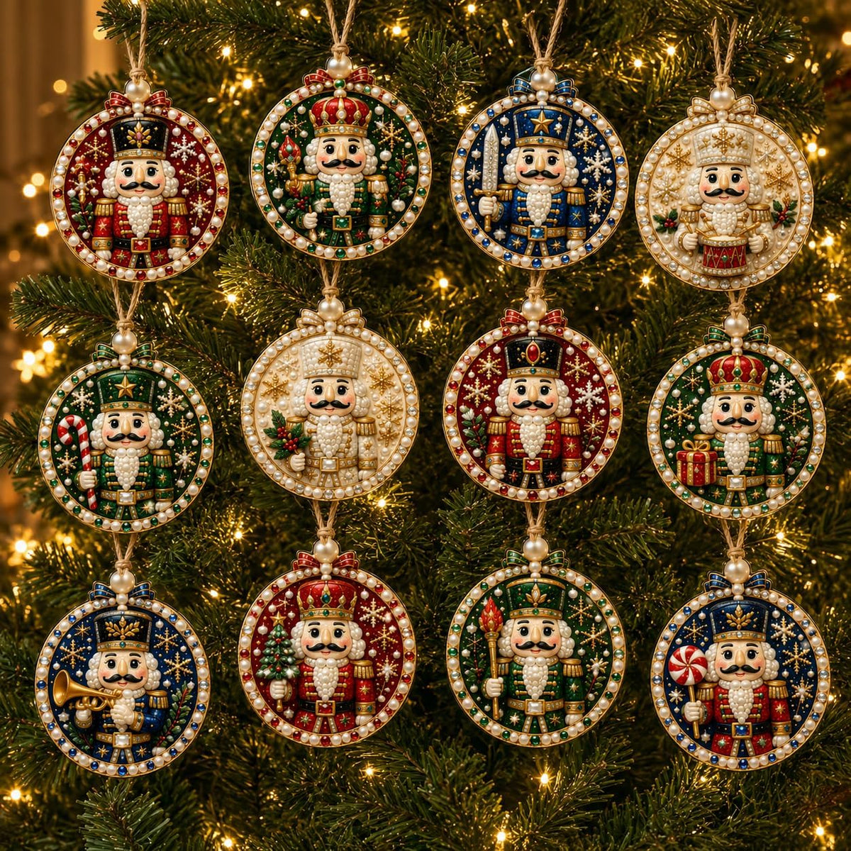 12PCS Christmas Ornaments DIY Pearl Diamond Art Kits for Adults