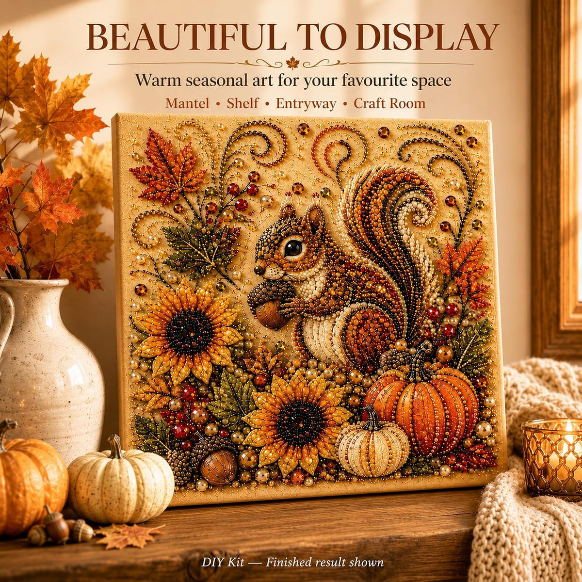 Autumn Pearl Art Kit for Adults, 3D Diamond Painting with Pearls and Beads