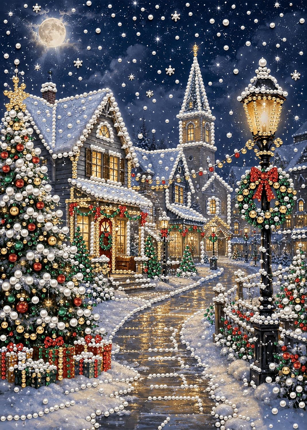 Pearl Art Kits for Adults, Christmas Pearl Diamond Painting for Beginners