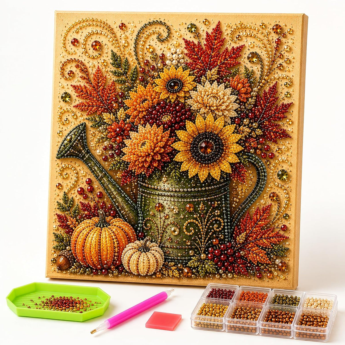 Autumn Pearl Art Kit for Adults, 3D Diamond Painting with Pearls and Beads