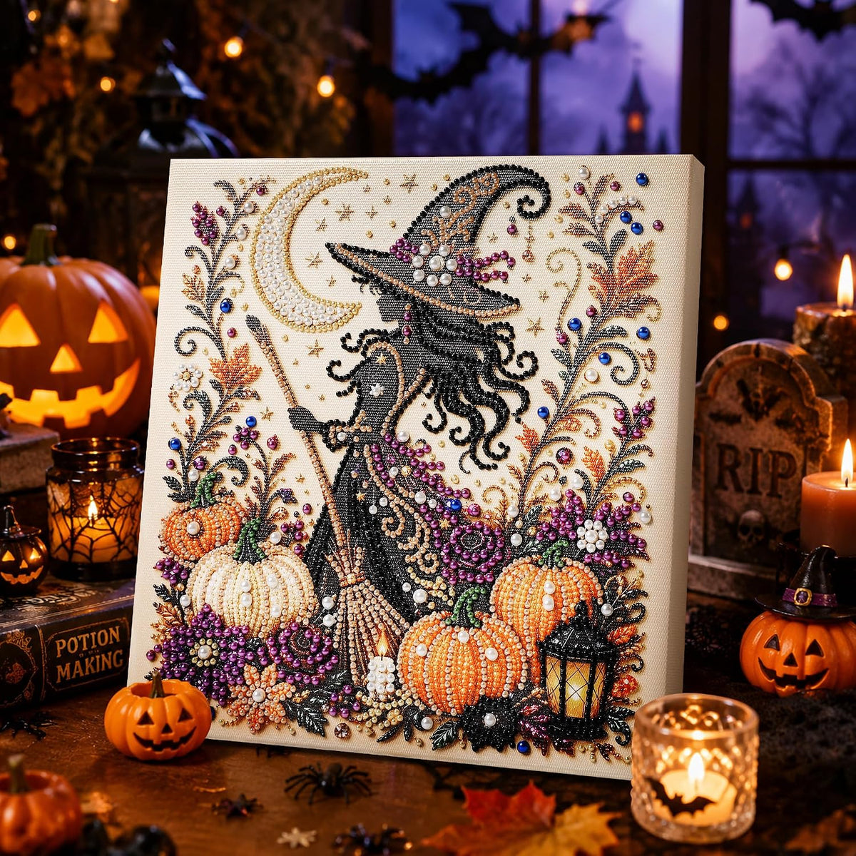 YHTWKYHTOY Halloween Ghost Pearl Diamond Art DIY Kit, 3D Diamond Painting