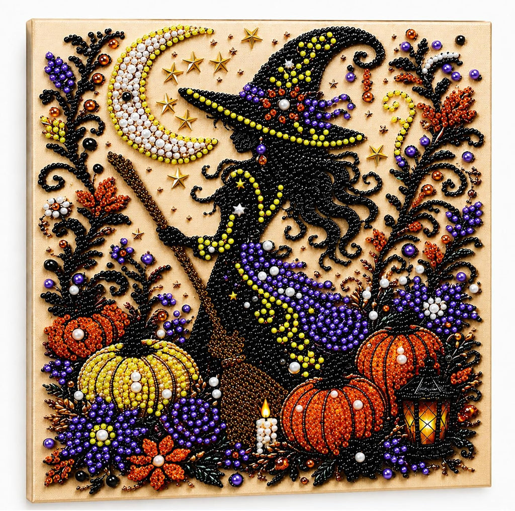 Diamond and Pearl Art Kits for Adults, Halloween Decorations, Framed Decor