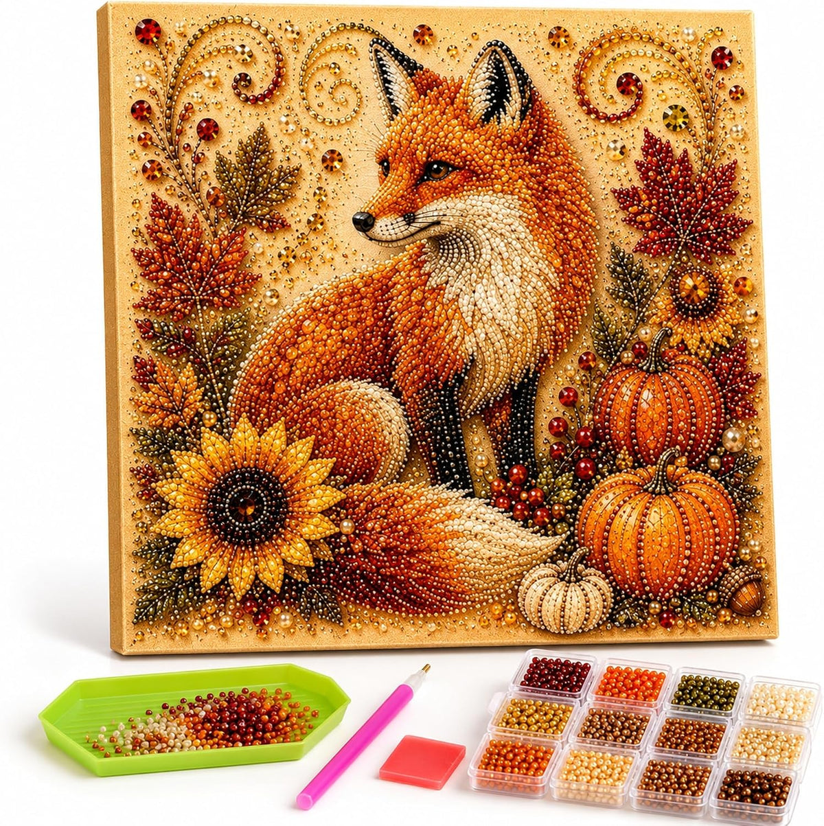 Autumn Pearl Art Kit for Adults, 3D Diamond Painting with Pearls and Beads